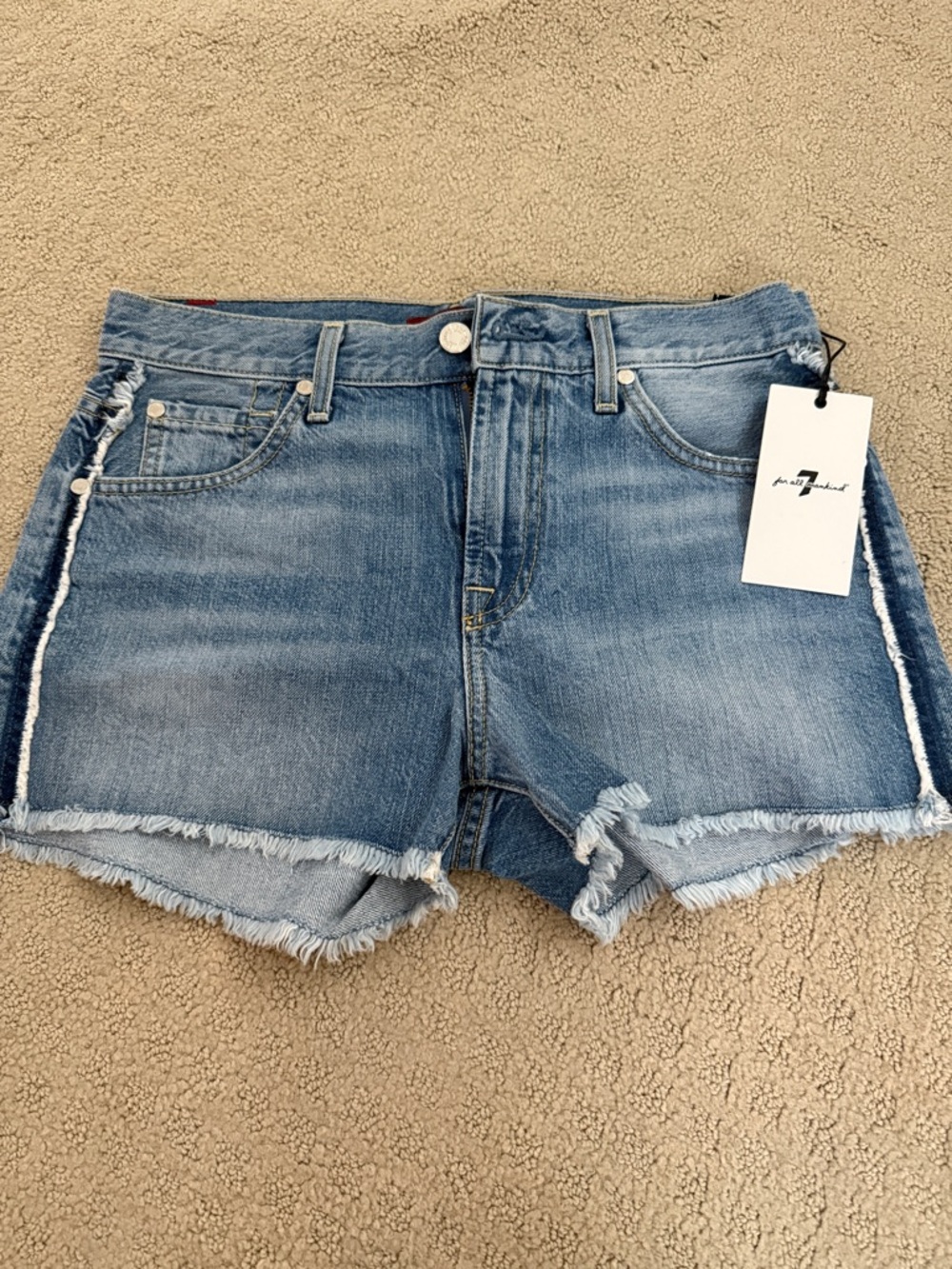 Frayed Hem Light Blue Denim Shorts